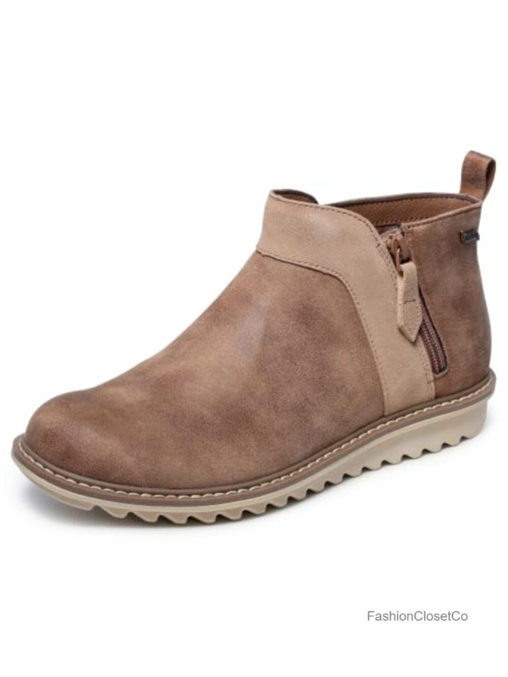 Faux Leather Suede Ankle Booties Arch Fit Side Zip